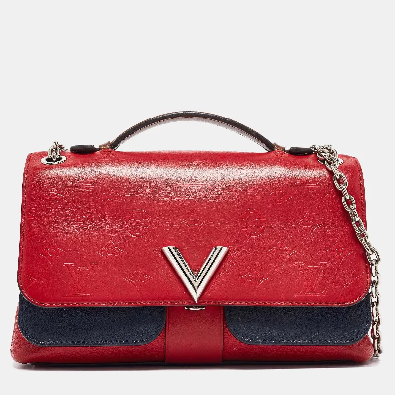 Quilted shoulder bags with elegant textured designs -Louis Vuitton Red/blue Monogram Leather Very Chain Bag