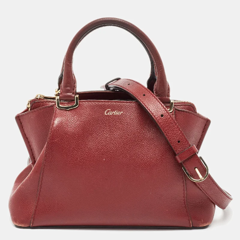 Shoulder bags with sleek silhouettes for fashion -Cartier Red Leather Mini C De Cartier Satchel