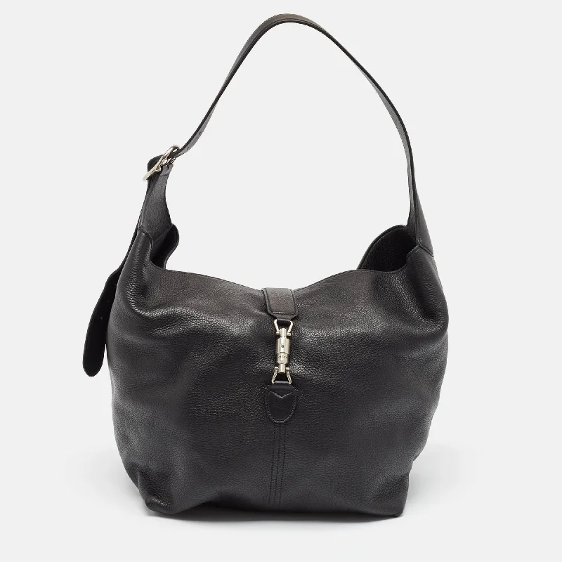 Shoulder bags with sleek black for elegance -Gucci Black Leather Jackie 1961 Shoulder Bag