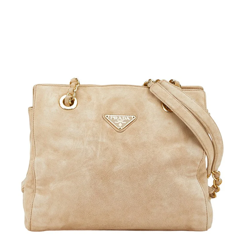 Shoulder bags with contrast stitching for detail -Prada Triangle Logo Shoulder Bag Beige