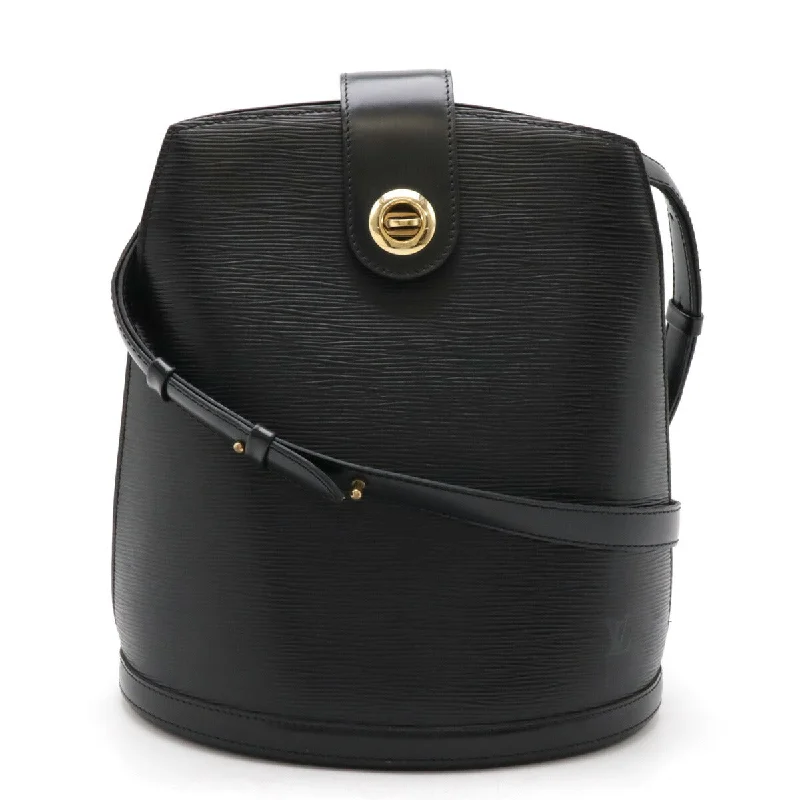 Shoulder bags with side pockets for organization -Louis Vuitton Epi Leather Cluny Shoulder Bag Black