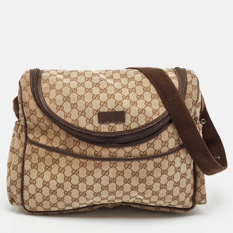 Shoulder bags with padded interiors for laptops -Gucci Beige/ebony Gg Canvas Original Baby Changing Bag