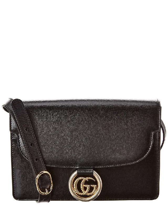 Shoulder bags with side pockets for organization -Gucci Torchon Double G Leather Shoulder Bag