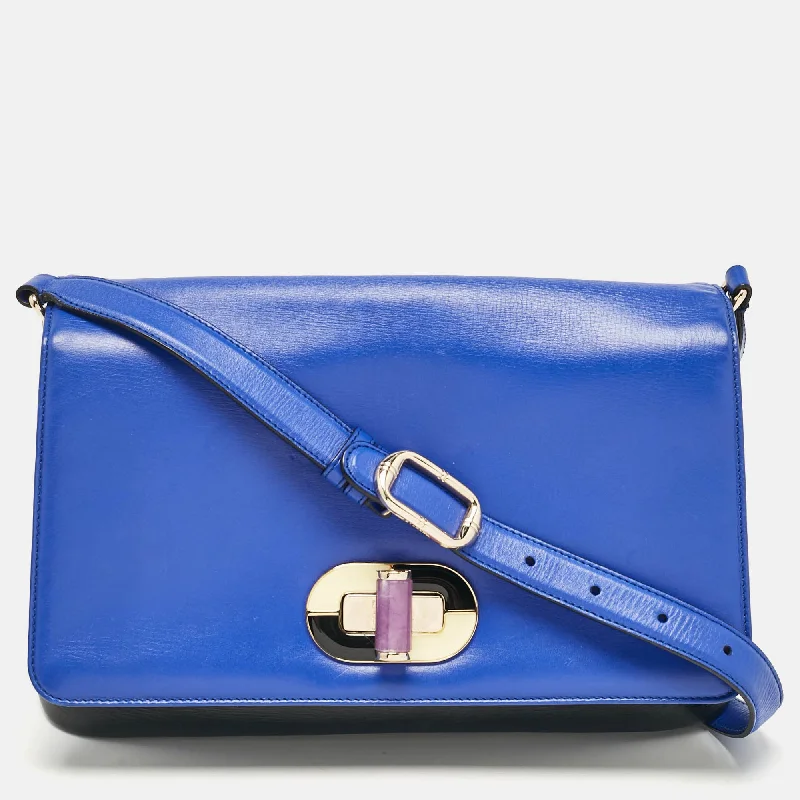 Shoulder bags with eco-friendly bamboo accents -Bvlgari Black/blue Leather Icona Shoulder Bag