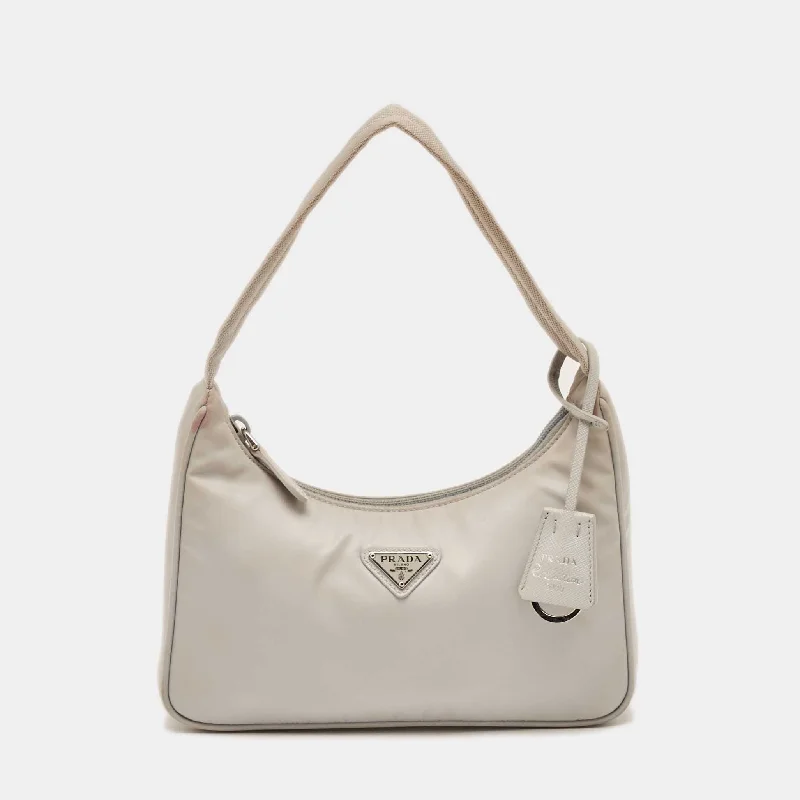 Designer shoulder bags with luxury brand logos -Prada Light Blue Nylon Re-Edition 2000 Bag