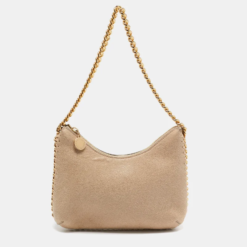 Shoulder bags with vegan suede for softness -Stella Mccartney Beige Faux Suede Mini Falabella Shoulder Bag