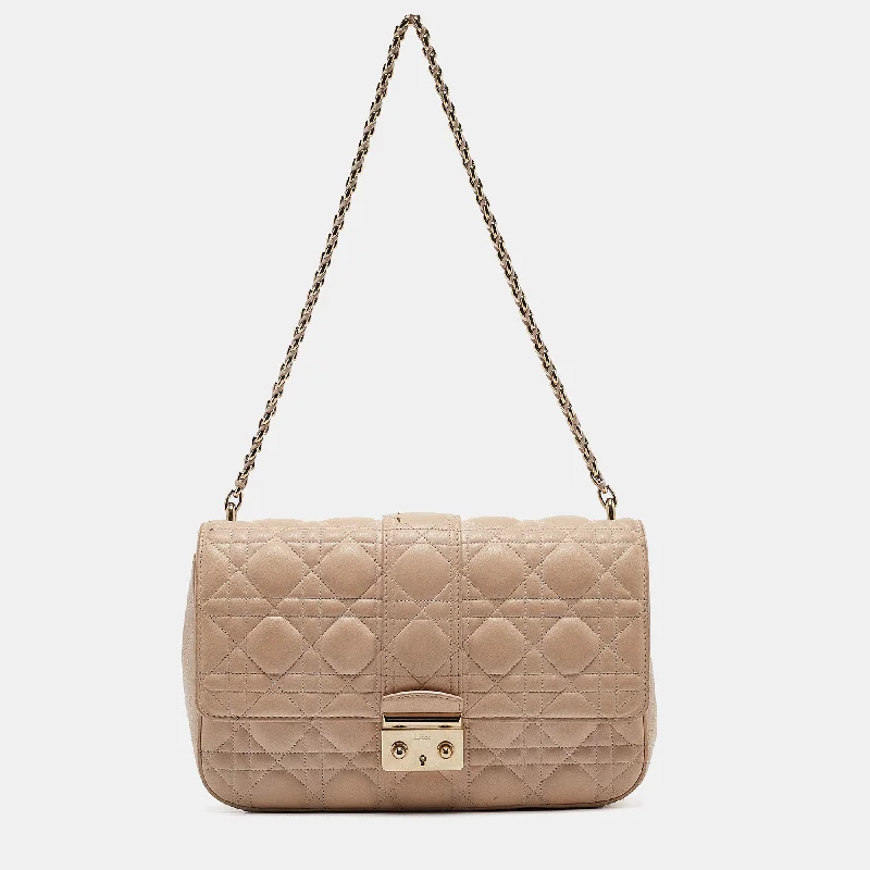 Shoulder bags with detachable pouches for versatility -Dior Beige Cannage Leather Miss Dior New Lock Pouch Bag