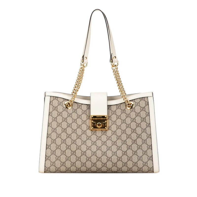 Shoulder bags with padded interiors for laptops -Gucci GG Supreme Padlock Chain Shoulder Bag