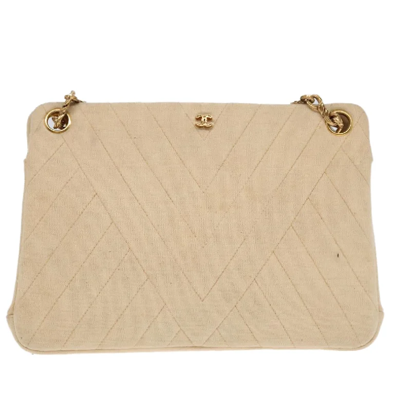 Shoulder bags with perforated details for style -Chanel V-Stich  Cotton Shoulder Bag (Pre-Owned)