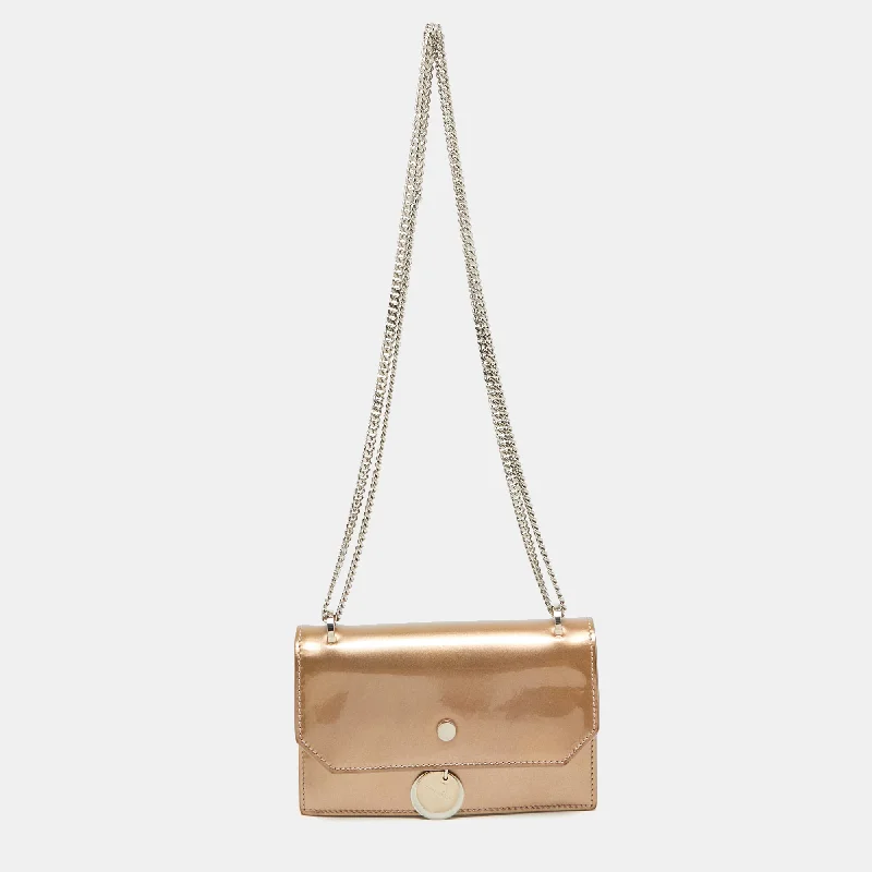 Shoulder bags with thick straps for durability -Jimmy Choo Dusty Pink Patent Leather And Suede Finley Shoulder Bag