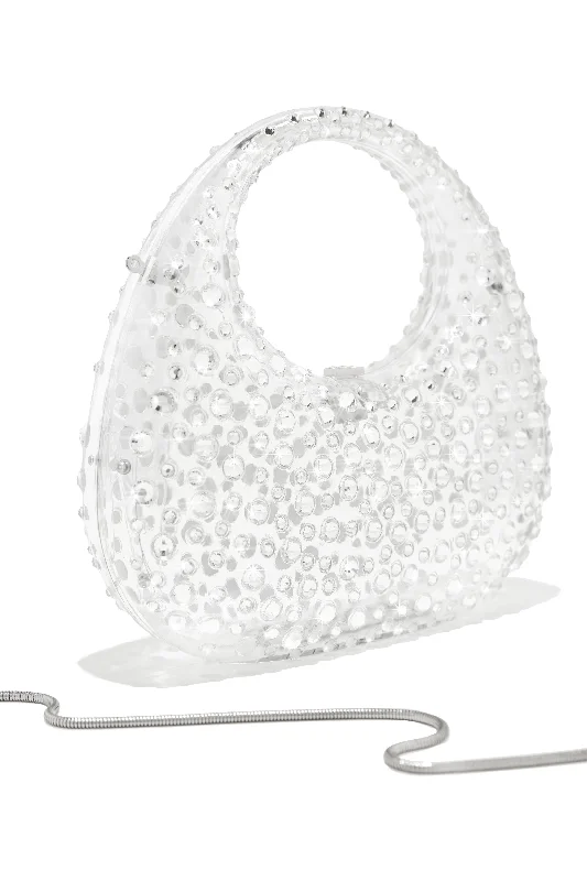 Serina Embellished Acrylic Handbag - Clear