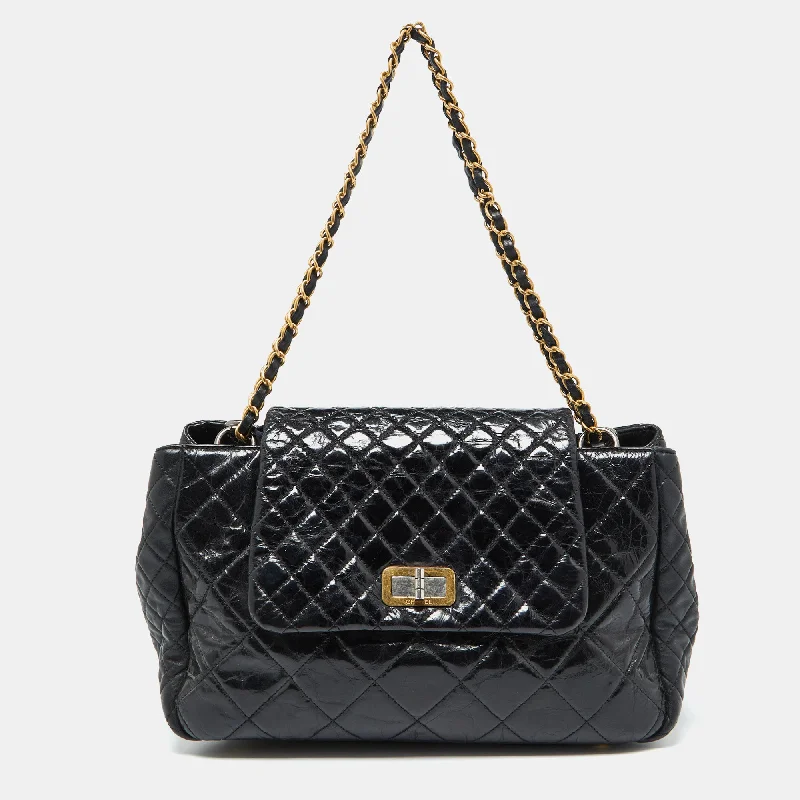 Shoulder bags with wide openings for access -Chanel Black Quilted Leather Mix Reissue Accordion Flap Bag