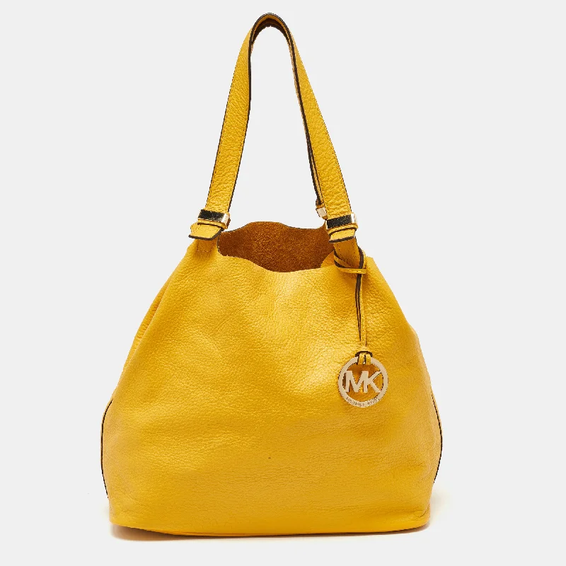 Shoulder bags with hidden pockets for security -Michael Kors Yellow Leather Colgate Grab Shoulder Bag