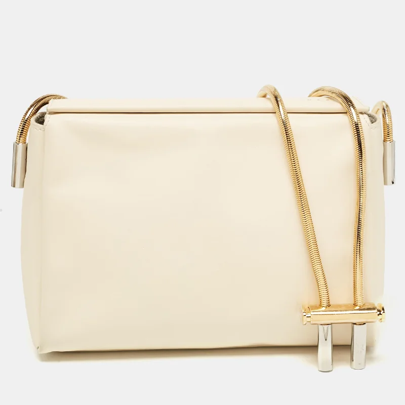 Shoulder bags with bold checks for trend -Marni Cream Leather Toggle Shoulder Bag