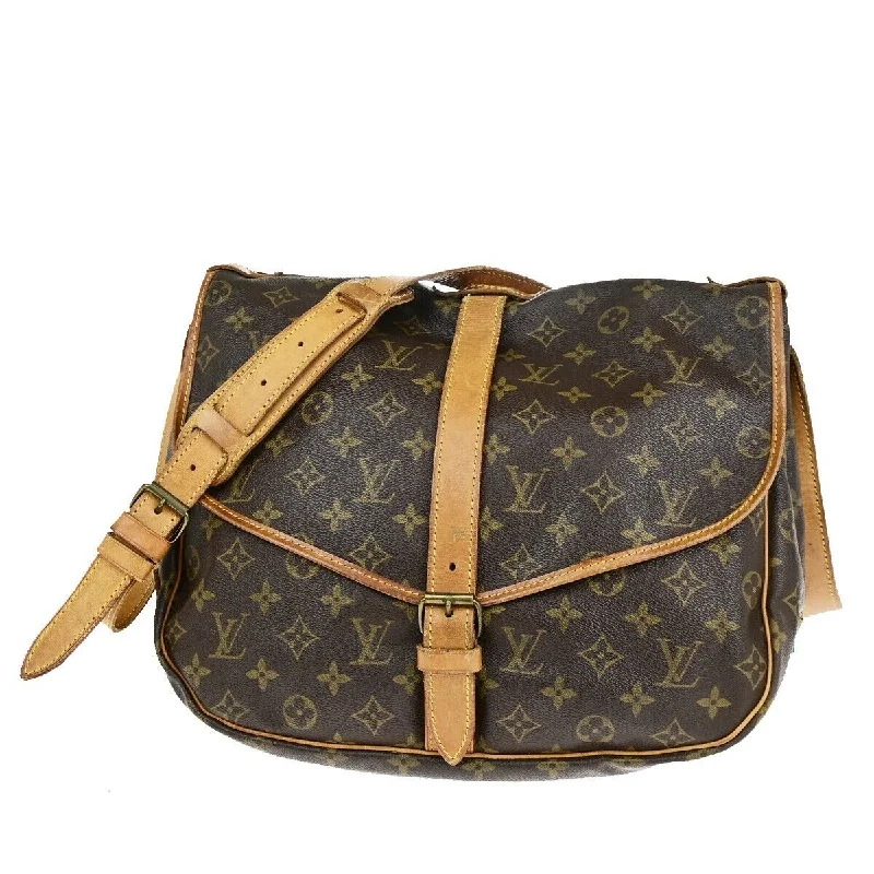 Shoulder bags with soft velvet for luxury -Louis Vuitton Saumur 35  Canvas Shoulder Bag (Pre-Owned)