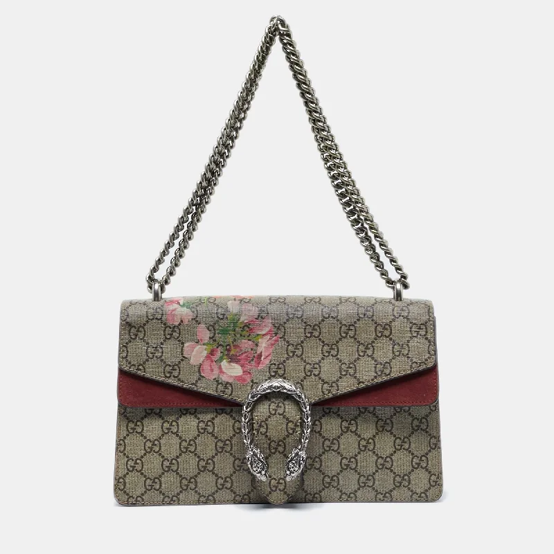 Shoulder bags with laptop sleeves for work -Gucci Pink/beige Gg Supreme Blooms Canvas Small Dionysus Shoulder Bag