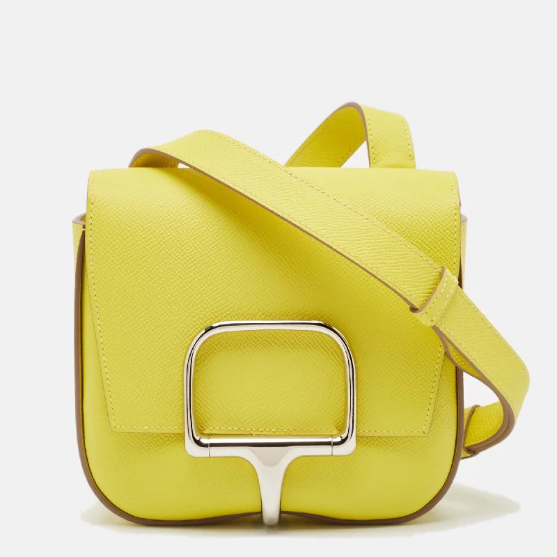 Shoulder bags with neutral tones for versatility -Hermès Lime Epsom Leather Della Cavalleria Mini Bag