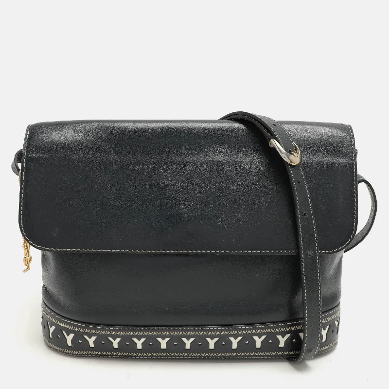 Shoulder bags with bold logos for branding -Yves Saint Laurent Blue Leather Vintage Flap Shoulder Bag