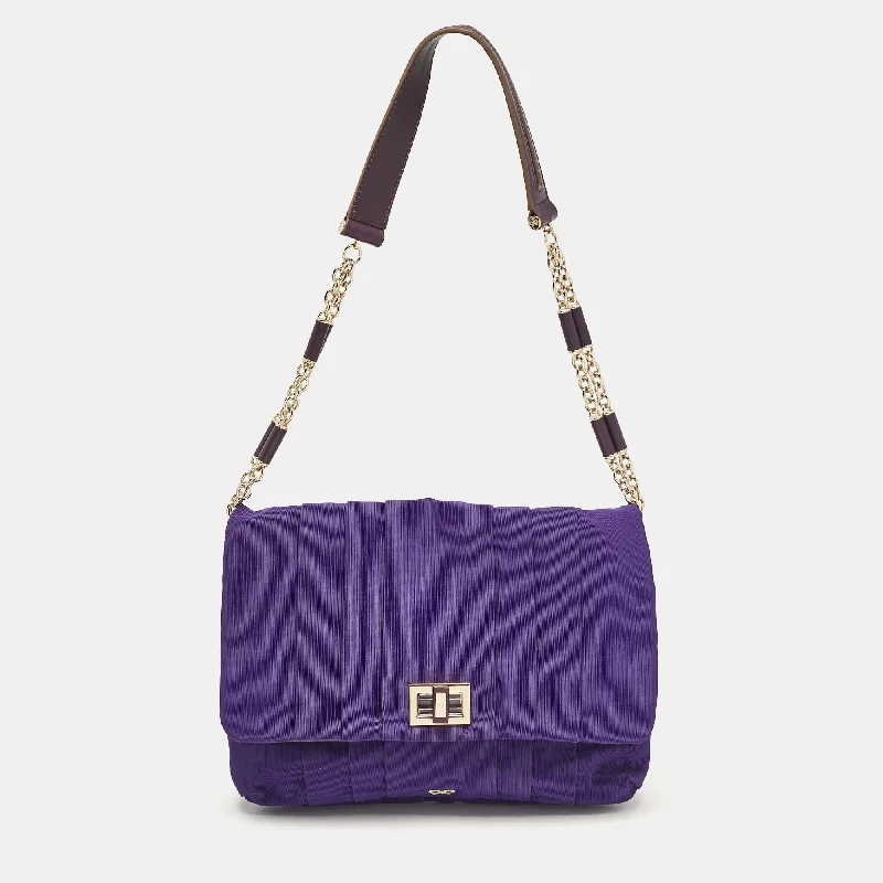 Foldable shoulder bags for easy travel storage -Anya Hindmarch Purple Canvas And Leather Gracie Shoulder Bag