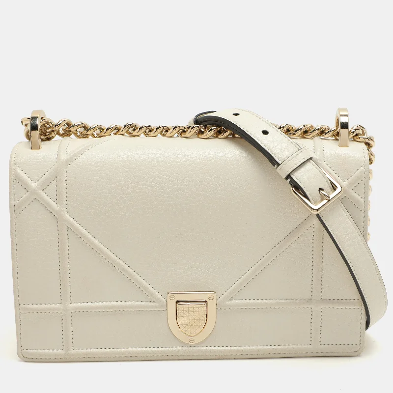 Shoulder bags with fun slogans for personality -Dior White Leather Small Diorama Shoulder Bag