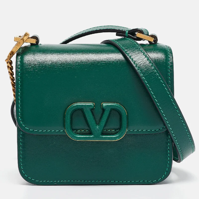 Shoulder bags with padded straps for ease -Valentino Green Leather Micro Vsling Shoulder Bag