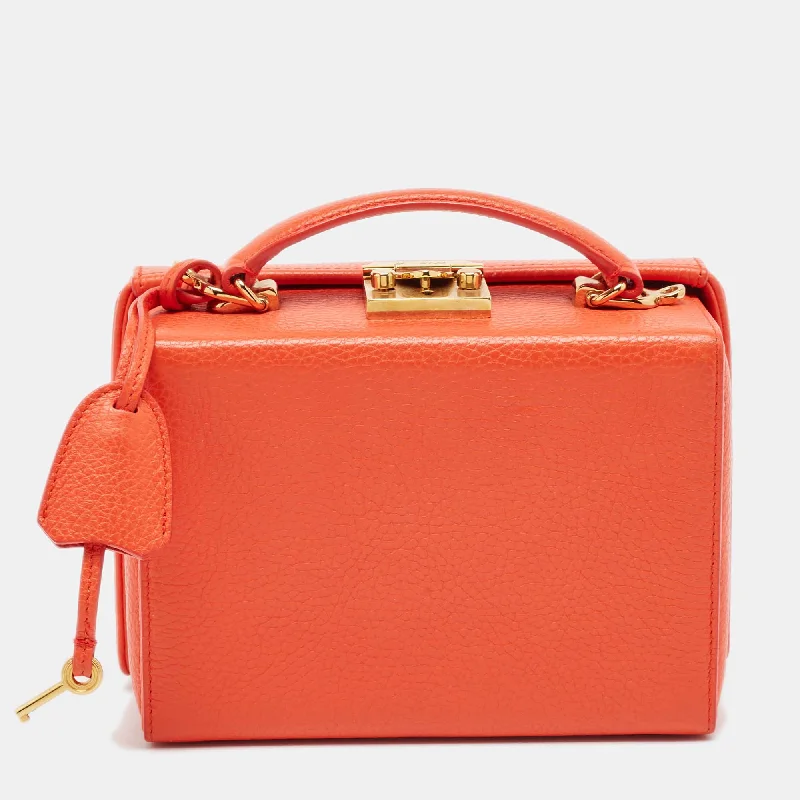 Shoulder bags with detachable pouches for versatility -Mark Cross Orange Leather Grace Box Bag