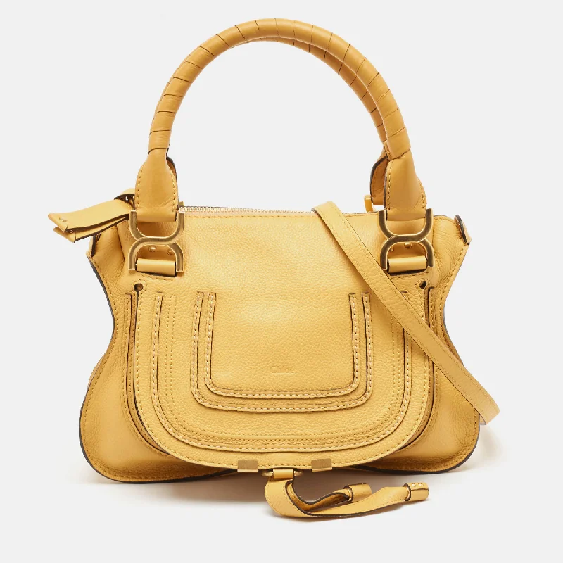 Shoulder bags with expandable sides for flexibility -Chloé Yellow Leather Small Marcie Shoulder Bag