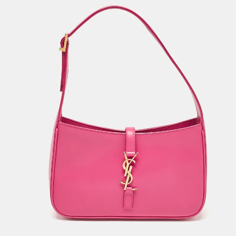 Shoulder bags with reinforced stitching for durability -Saint Laurent Pink Leather Le 5 à 7 Shoulder Bag