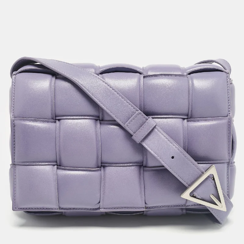 Shoulder bags with sleek hardware for sophistication -Bottega Veneta Lavender Padded Leather Cassette Shoulder Bag