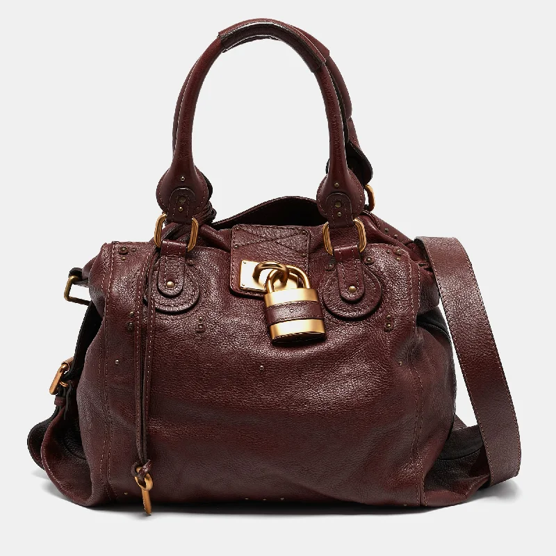 Small shoulder bags perfect for quick errands -Chloe Burgundy Leather  Large Paddington Shoulder Bag