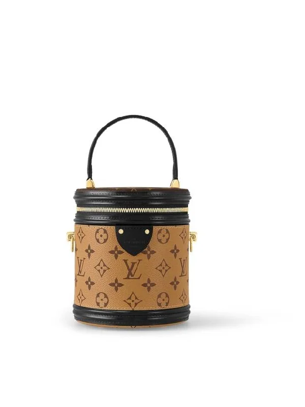 Cannes Monogram Reverse Canvas Bucket Bag Brown