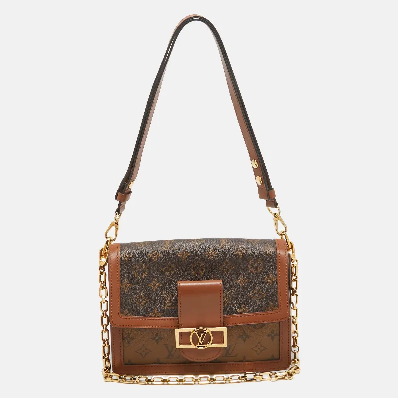 Shoulder bags with sturdy canvas for longevity -Louis Vuitton Monogram/monogram Reverse Canvas Dauphine Mm Bag