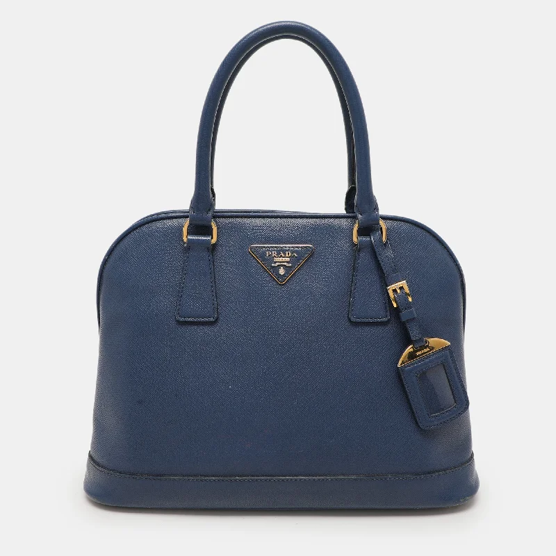 Shoulder bags with thick straps for durability -Prada Navy Blue Saffiano Lux Leather Medium Promenade Bag