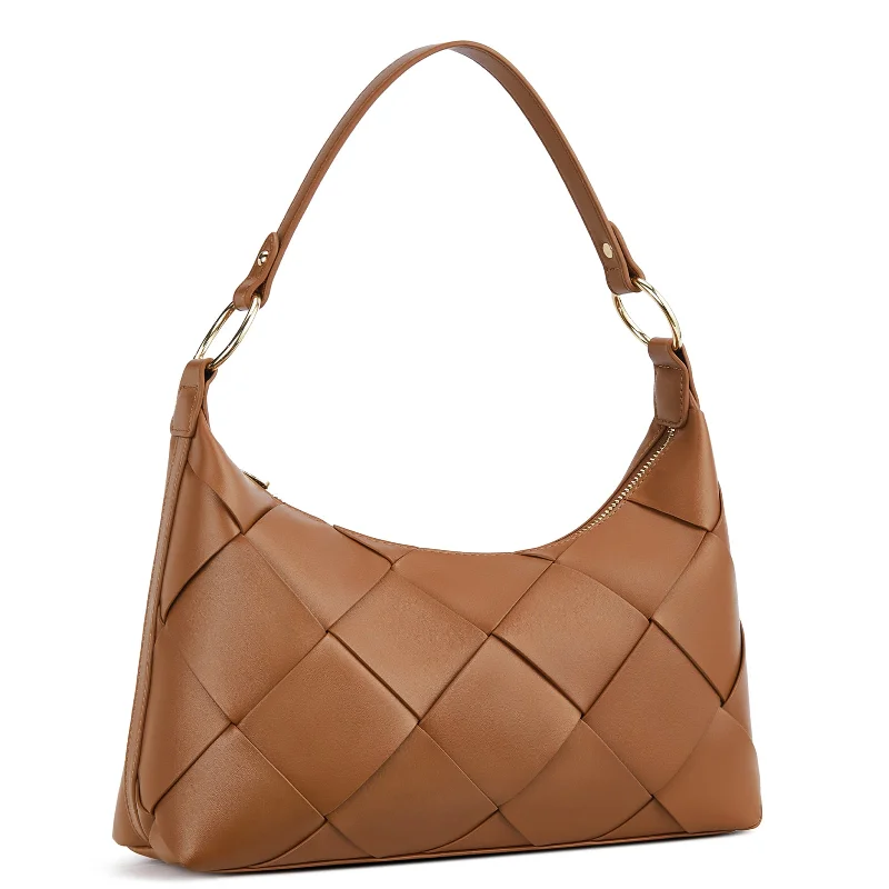 Shoulder bags with sleek hardware for sophistication -Kweli Woven Shoulder Bucket Bag