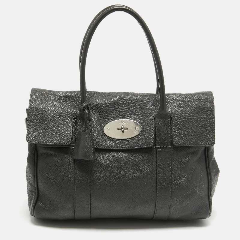 Cotton shoulder bags for lightweight casual wear -Mulberry Dark Grey Leather Bayswater Satchel