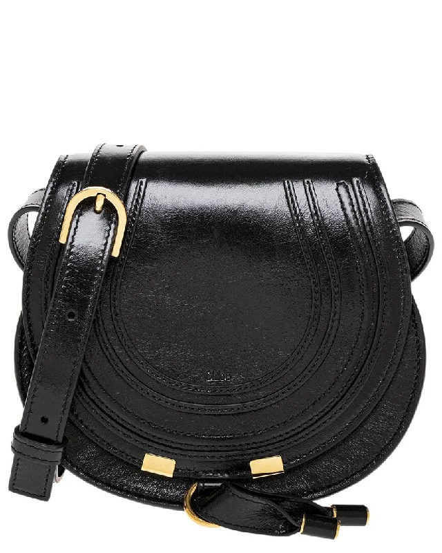 Quilted shoulder bags with elegant textured designs -Chloé Marcie Small Leather Saddle Bag