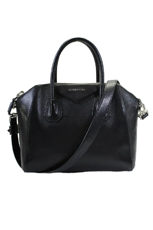 Quilted shoulder bags with elegant textured designs -Givenchy Womens Medium Box Leather Antigona Top Handle Handbag Black