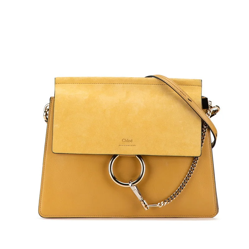 Shoulder bags with seasonal prints for holidays -Chloe Faye Leather Suede Shoulder Bag Yellow