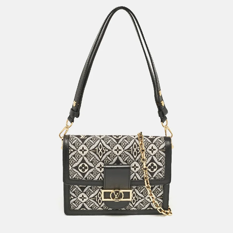 Shoulder bags with thick straps for durability -Louis Vuitton Black Jacquard 1854 Dauphine Mm Bag