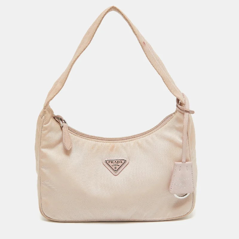 Shoulder bags with hidden pockets for security -Prada Light Pink Nylon Re-Edition 2000 Bag