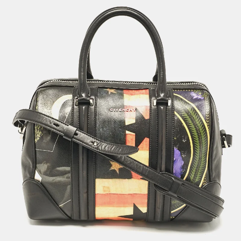 Shoulder bags with modern logos for branding -Givenchy Multicolor Coated Canvas And Leather Lucrezia American Flap Bag