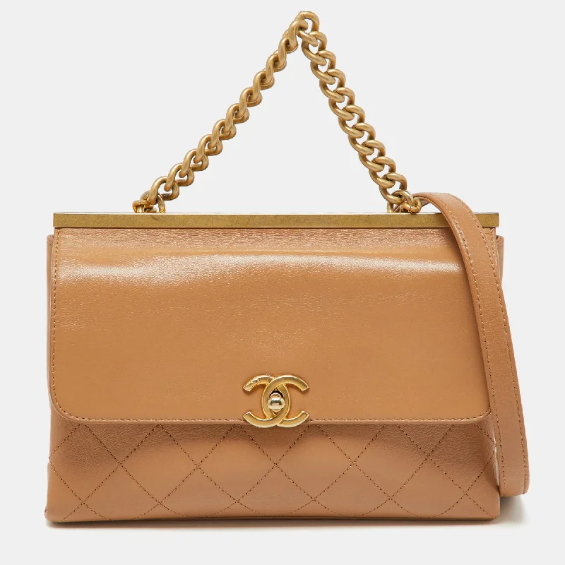 Shoulder bags with quilted leather for luxury -Chanel Beige Leather Small Coco Luxe Flap Bag