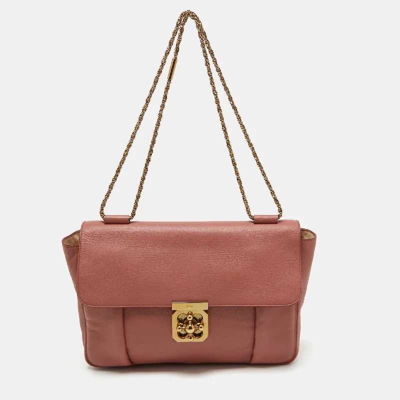 Shoulder bags with playful patterns for fun -Chloe Peach Pink Leather Large Elsie Chain Shoulder Bag