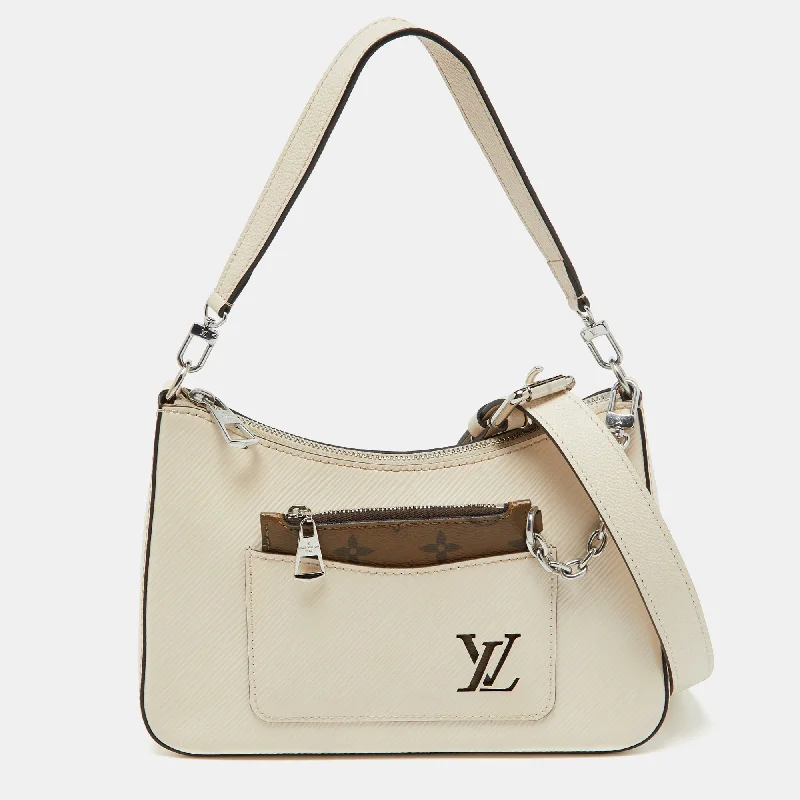 Shoulder bags with structured shapes for class -Louis Vuitton Cream Epi Leather Marelle Bag