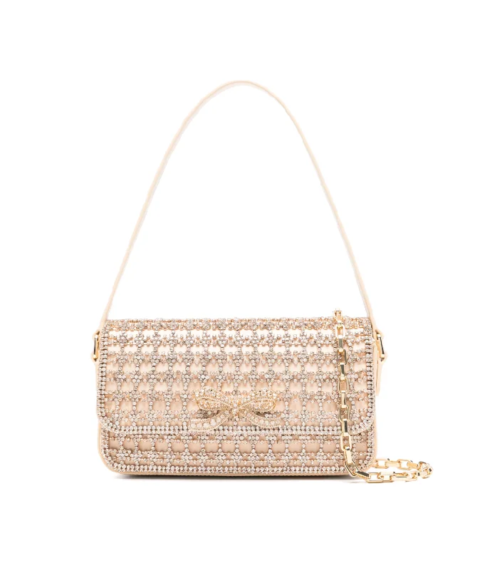 Self-Portrait gold crystal baguette bag