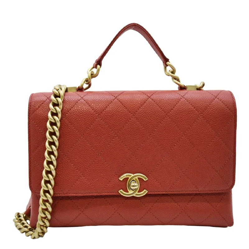 CHANEL Chic Affinity Stitched Small Flap Quilted Caviar Leather Crossbody Bag Red