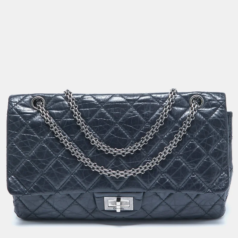 Shoulder bags with lightweight nylon for ease -Chanel Navy Blue Quilted Aged Leather 227 Reissue 2.55 Flap Bag