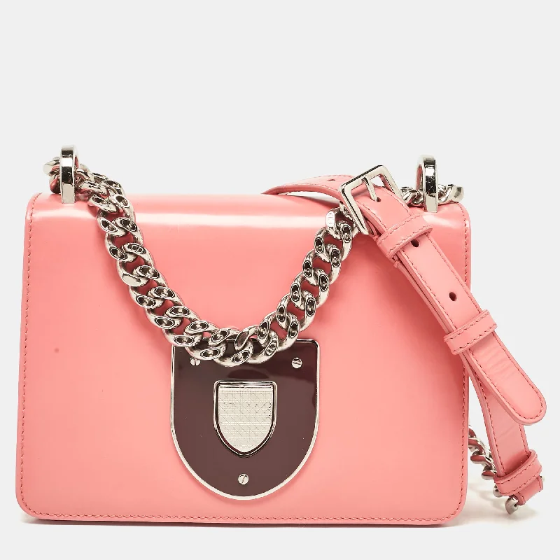 Reversible shoulder bags offering two chic looks -Dior Pink Brushed Leather Small Diorama Club Shoulder Bag