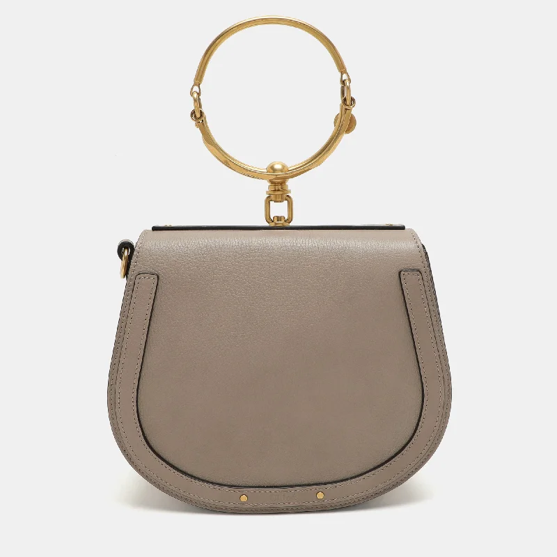 Shoulder bags with waterproof lining for protection -Chloé Grey Leather And Suede Small Nile Bracelet Shoulder Bag