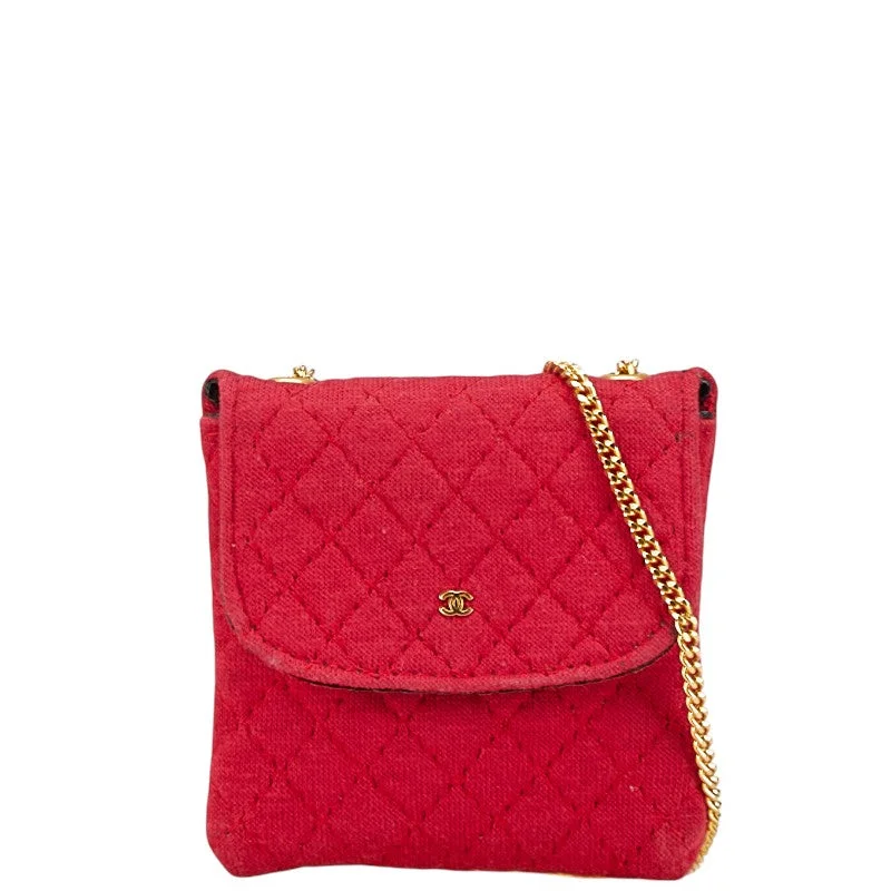 Shoulder bags with woven fabric for texture -Chanel Matelasse Mini Chain Shoulder Bag Red